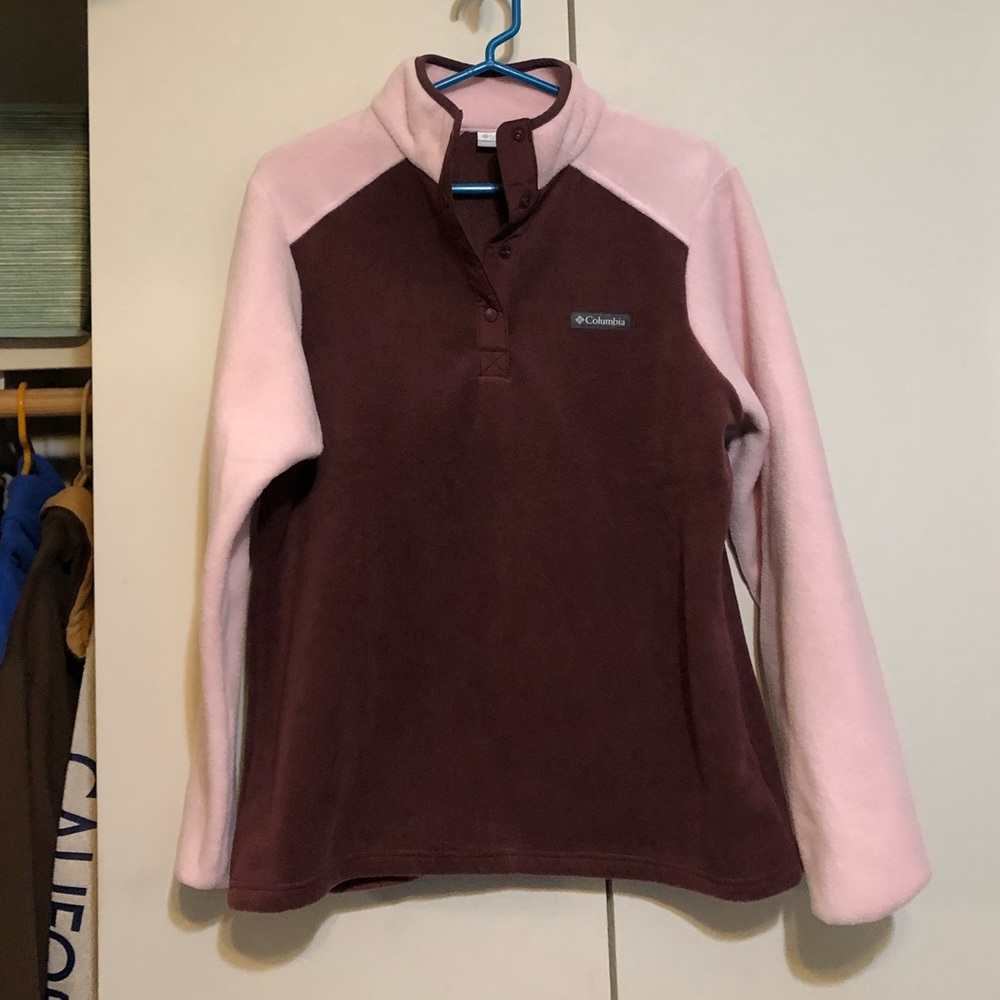 COLUMBIA WOMEN'S MALBEC & MINERAL PINK BENTON 1/2 SNAP SOFT FLEECE PULLOVER
